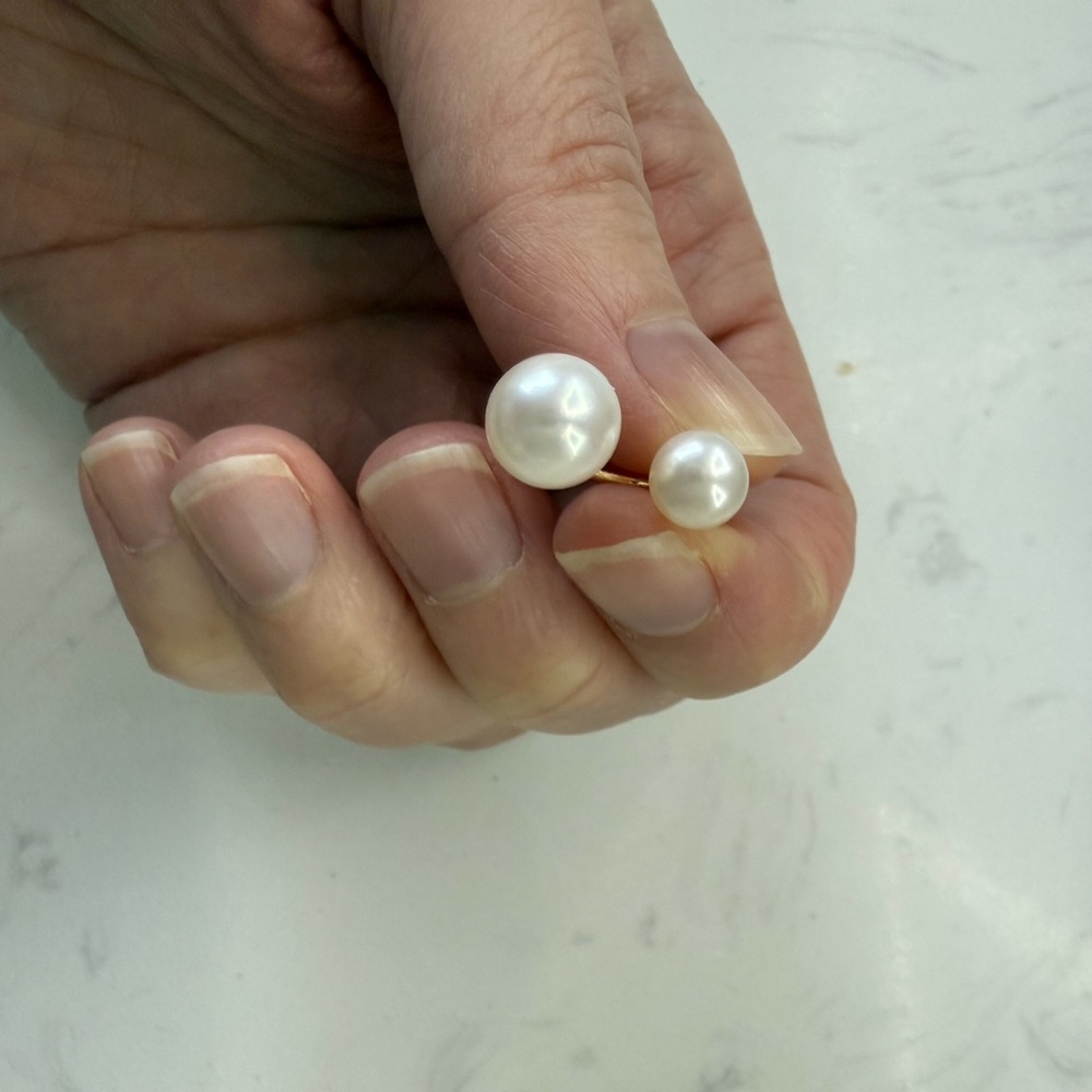 Elegant floating White Pearl Double earring